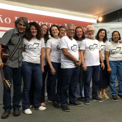 No palco da Biblioteca Nacional, após a apresentação
